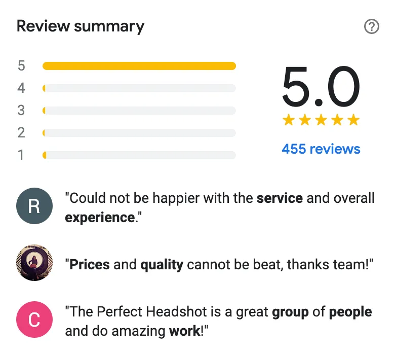 Google review summary for the Austin studio: 5.0 from 455 reviews